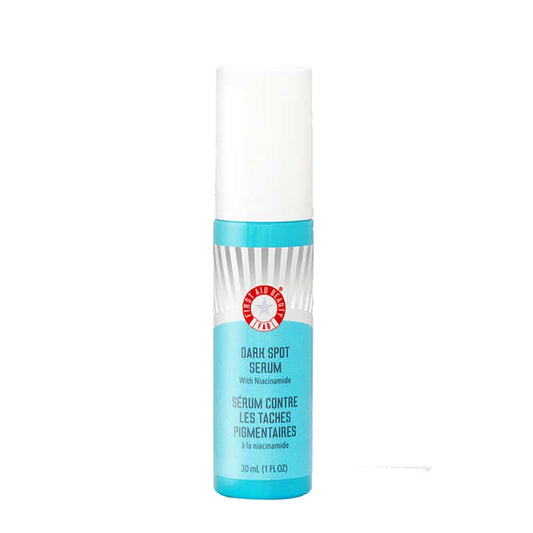 First Aid Beauty | Dark Spot Serum | Niacinamide | hydrating serum | targets dark spots | reduces sunspots | reduces hyperpigmentation | reduces discolouration | reduces post-acne marks | brighter skin tone | even skin tone | gentle formula | improves skin tone | smooth skin | healthy-looking skin