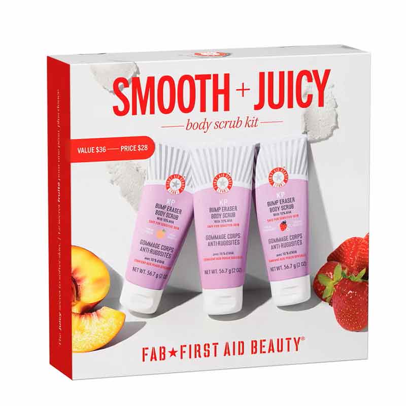 First Aid Beauty Smooth + Juicy KP Bump Eraser Body Scrub Kit Box