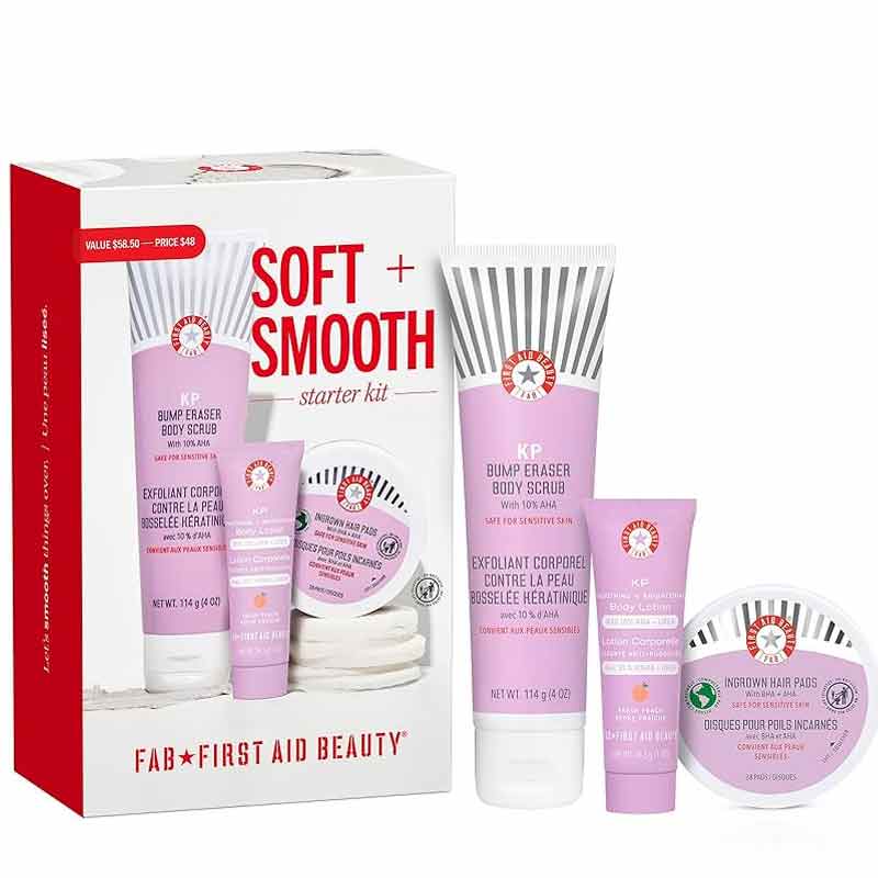 First Aid Beauty Soft + Smooth Starter Kit Box With Products