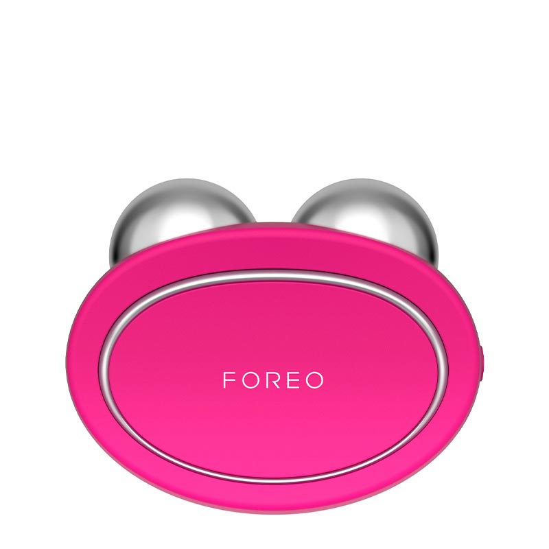 Foreo Bear | microcurrent | toning device | Anti-Shock System™ | full facial | workout | 2 minutes | clinically proven | effective | facial device | market | gently stimulating | firming | 69 muscles | face | neck | appearance | aging | clinical results | science-backed | technologies | professional | facelift treatment | home | mint | fuschia | stand | serum | glide | jawline | cheekbone | forehead | light pressure