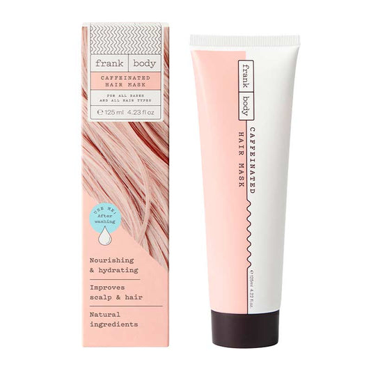 Frank Body Caffeinated Hair Mask | treatment | haircare |powerhouse | essential | ingredients | work to | together | transform | hair | strands | nourish | hydrate | scalp care