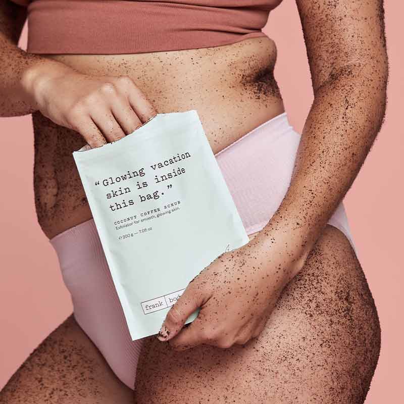Frank Body Coconut Coffee Scrub | indulgent | coconut truffle | glorious | all over | body | skin | dry skin | buff | smooth