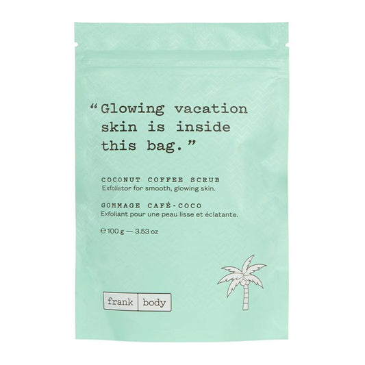 Frank Body | Coconut | Coffee Scrub | indulgent | coconut scented |  glowing skin | Vegan | nut-free | natural | gentle | coffee grinds | essential oils | exfoliate | nourish