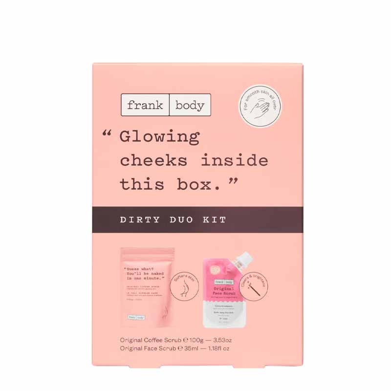 Frank Body Dirty Duo Kit, skin brightening face scrub, exfoliators for face and body, dull, uneven skin