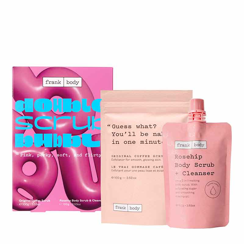 Frank Body Double Scrub Bubble Gift Set, body scrub, body cleanser, coffee body scrub