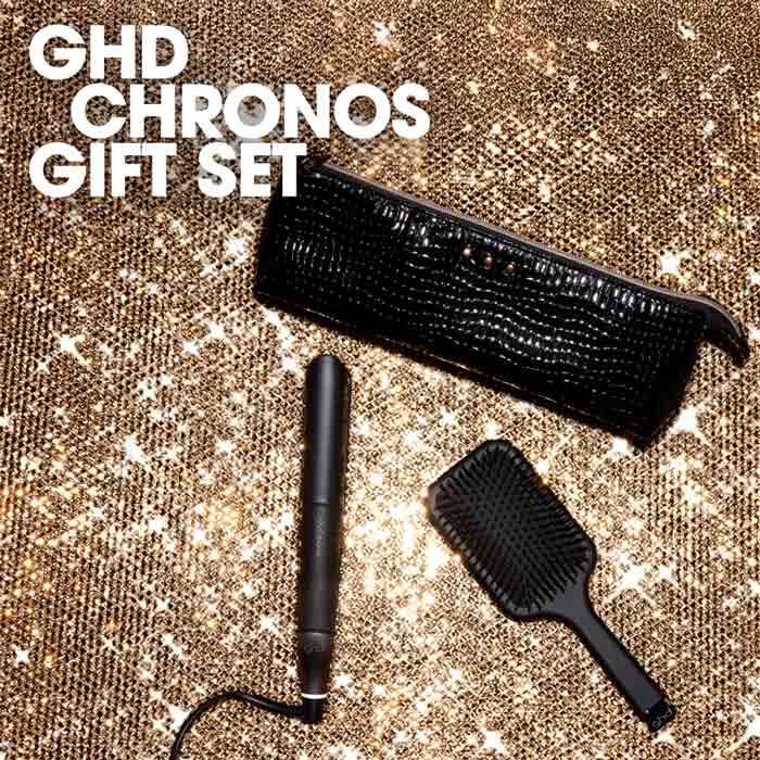 ghd Chronos Styler Black Gift Set With Paddle Brush & Bag