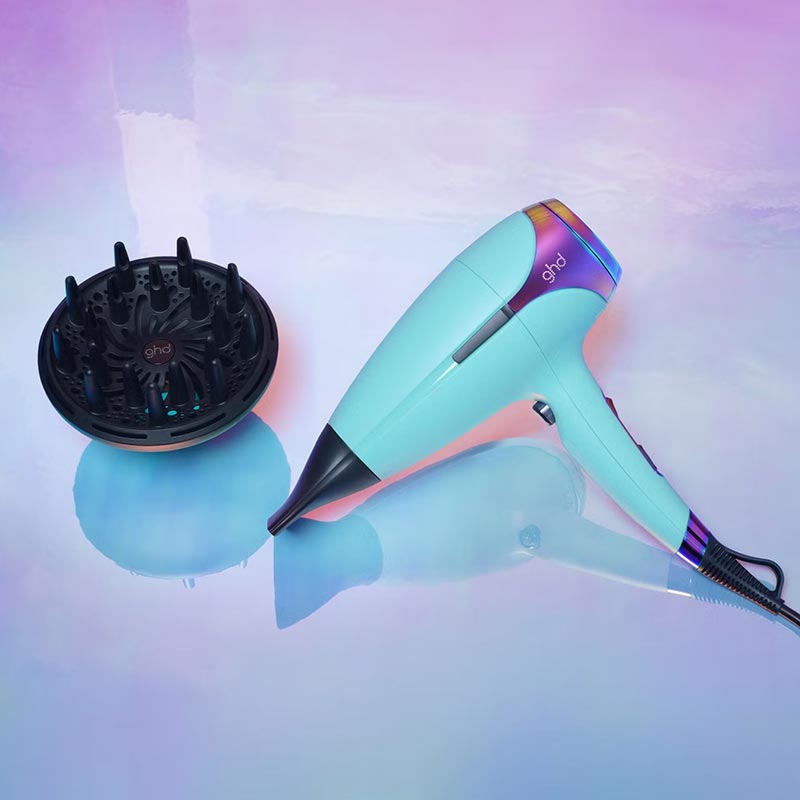 ghd, ghd Futurescape Limited Edition Helios Hair Dryer in Mystic Aqua, neon hair dryer, new ghd hair dryer