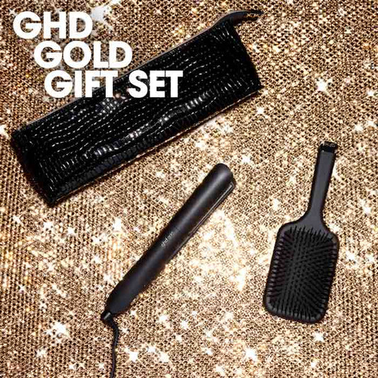 ghd Gold Professional Advanced Styler Black Gift Set With Paddle Brush & Bag