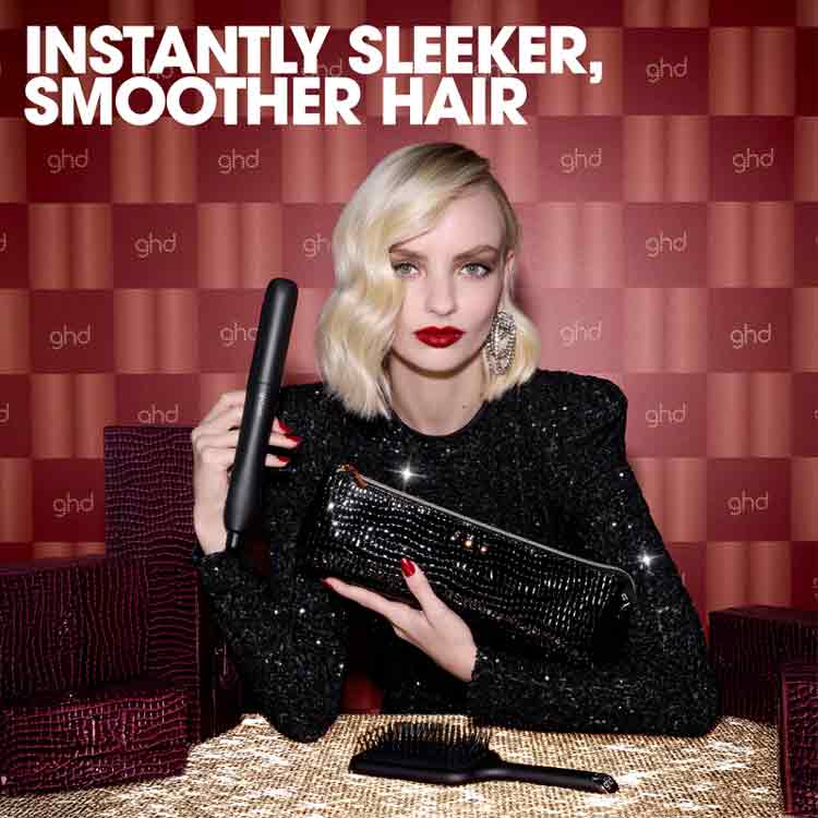 ghd Gold Professional Advanced Styler Black Gift Set With Paddle Brush & Bag
