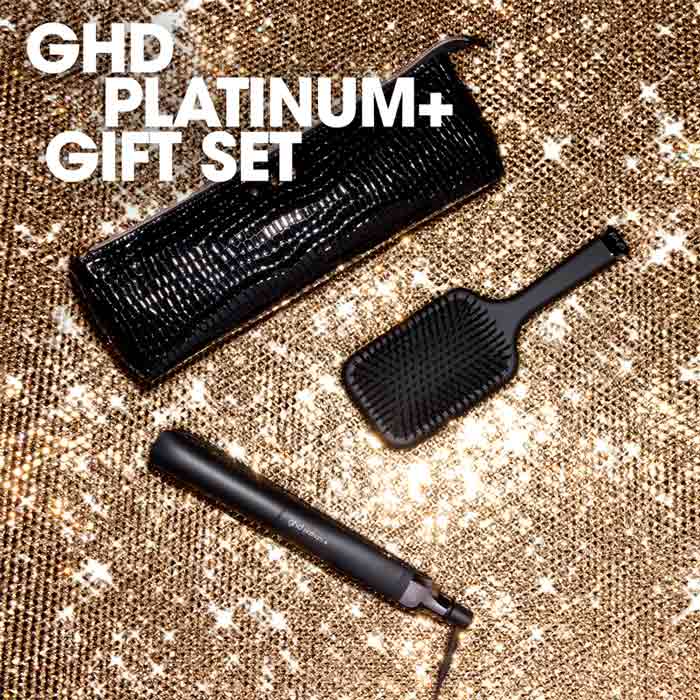 ghd Platinum+ Styler Black Gift Set With Paddle Brush & Bag