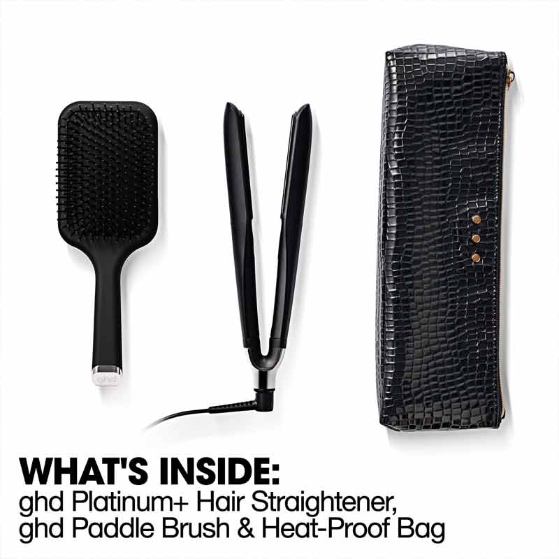 ghd Platinum+ Styler Black Gift Set With Paddle Brush & Bag