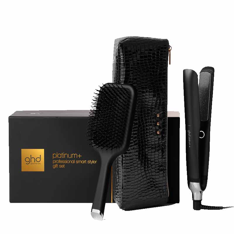 ghd Platinum+ Styler Black Gift Set With Paddle Brush & Bag