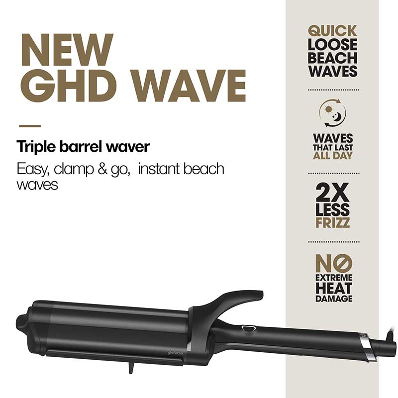 ghd, ghd Wave Triple Barrel Waver, easy hair waves, no extreme heat damage hair tools