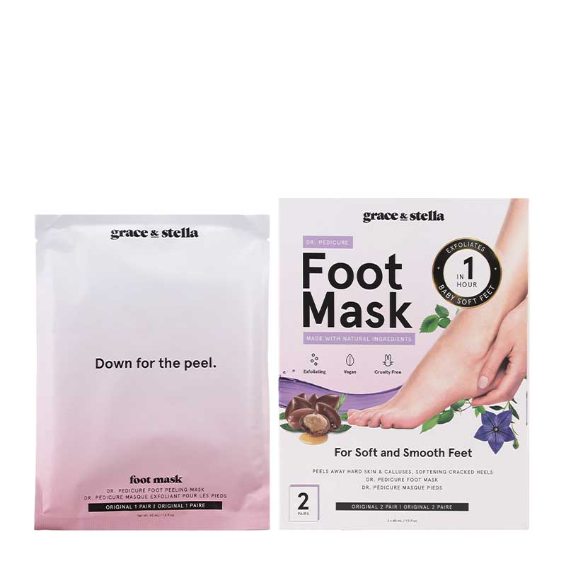 Grace & Stella Dr. Pedicure Original Foot Peeling Mask | remove calluses on feet | remove dead skin on feet mask | 2 pack foot peeling masks