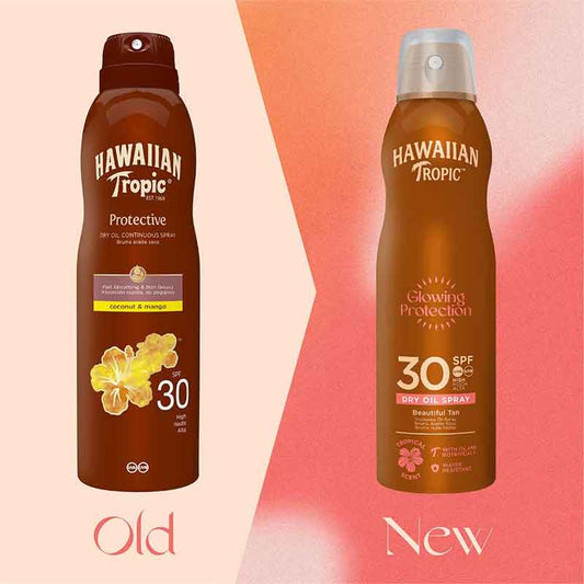 Hawaiian Tropic Glowing Protection Dry Oil Spray SPF 30 New Packaging