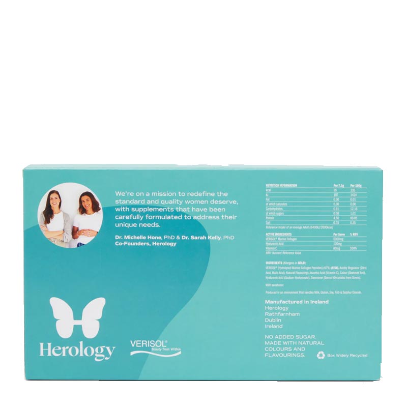Herology Collagen Back Of Box, Herology collagen ingredients