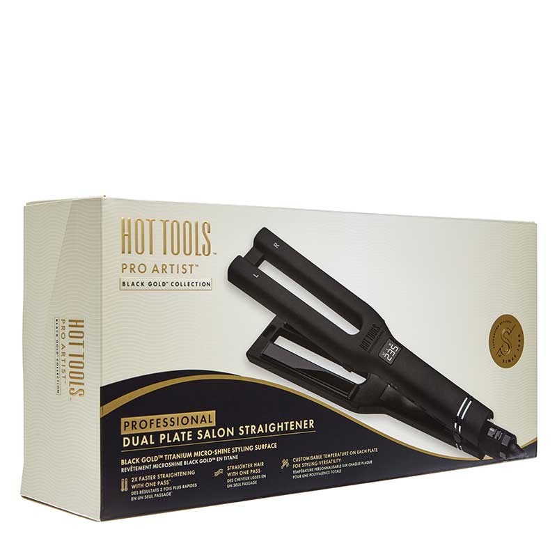 Hot Tools Black Gold Dual Plate Straightener | faster straightening thick straightener