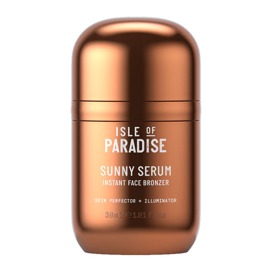 Isle of Paradise Sunny Serum Instant Face Bronzer | Liquid bronzing serum | Instant dewy, bronzed glow | Infused with Niacinamide, Squalane & Jojoba Oil | Lightweight & hydrating | Nourishes skin | Universal tinted formula | Buildable coverage | Conceals redness & evens skin tone | Instant glow & confidence booster