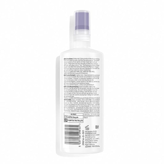 John Frieda Frizz Ease Dream Curls Daily Styling Spray back of pack