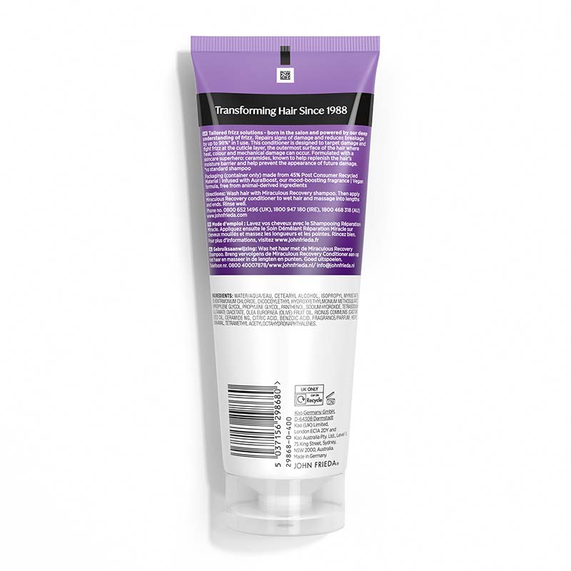 John Frieda Frizz Ease Miraculous Recovery Conditioner back of pack