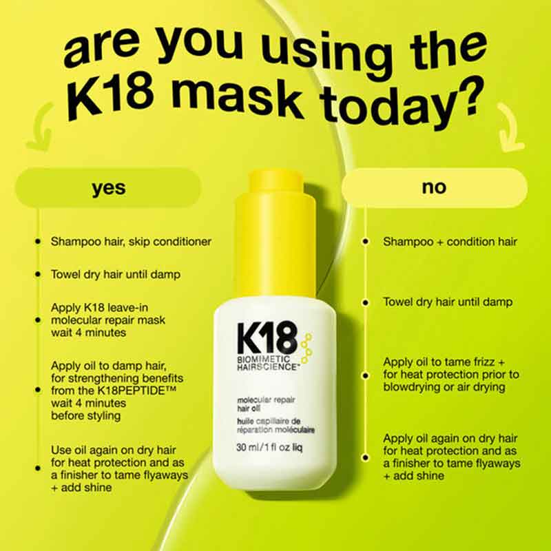 K18 Molecular Repair Hair Oil | weak hair | dry hair | hydrating hair oil | moisturising hair oil | repair hair oil | brittle hair | dry hair | broken hair | split ends