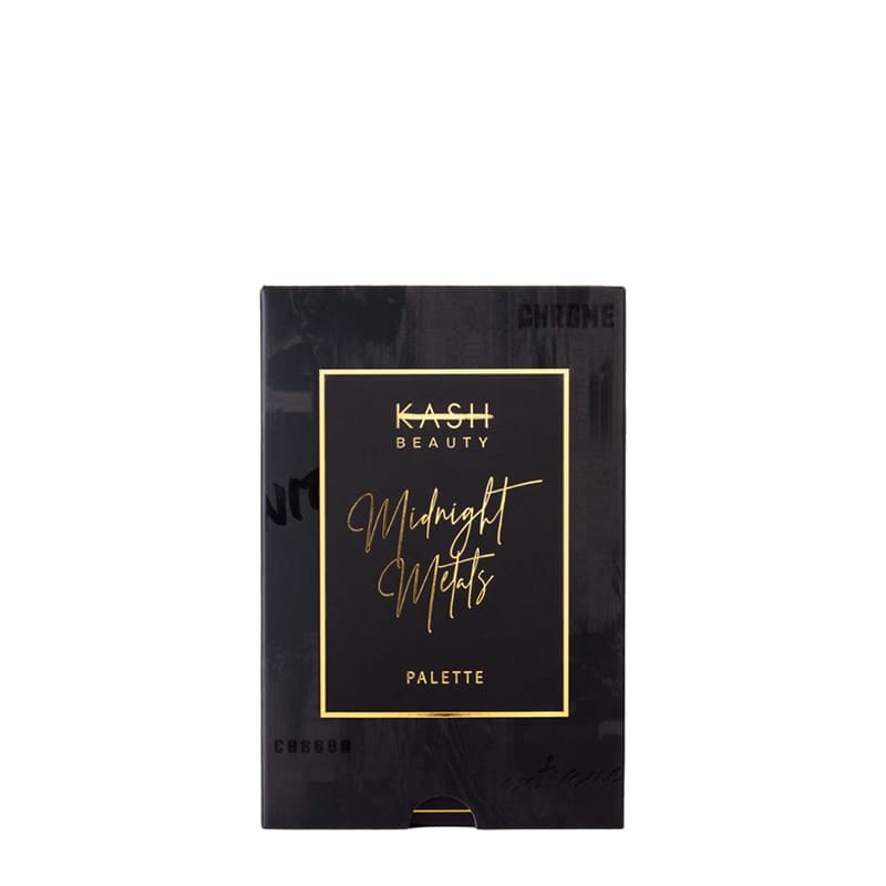 Kash Beauty Midnight Metals Palette | dark | grungy | unique | shadows | 6 | matte | shimmer | chunky glitter