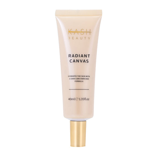 Kash Beauty Radiant Canvas Primer | Flawless makeup base | Creamy, lightweight formula | Hydrating and smoothing | Enriched with Hyaluronic Acid and Ceramides | Avocado Oil and Glycerin for nourishment | Vegan and cruelty-free
