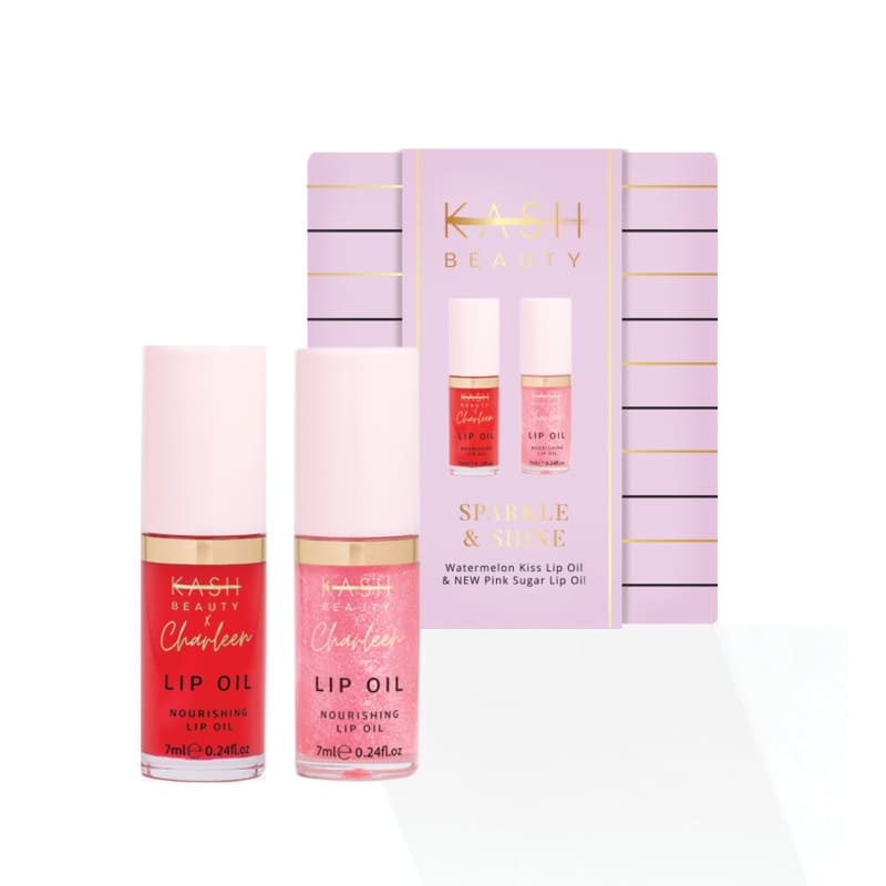 KASH Beauty X Charleen Sparkle & Shine Duo, charleen murphy lip oil, watermelon lip oil, dry lips, chapped lips,