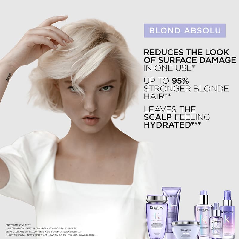 Kérastase, Blond Absolu Range, Essentials Set for Blonde Hair, hydrated scalp. Stronger blonde hair, reduce hair damage