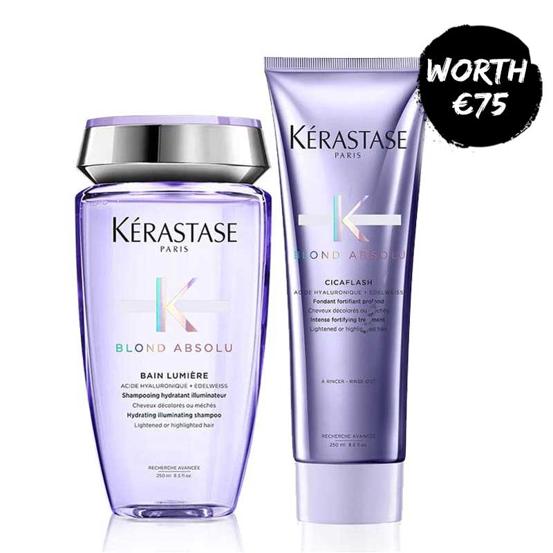 Kérastase Blond Absolu Illuminating Shampoo & Cicaflash Intense Fortifying Treatment Duo