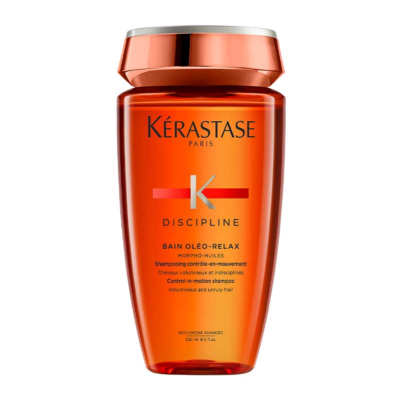 Kérastase Discipline Bain Oleo Relax Control-In-Motion Shampoo | tames unruly, voluminous hair | controls frizz, enhances shine, and improves manageability | leaves hair moisturized and supple | simplifies styling.