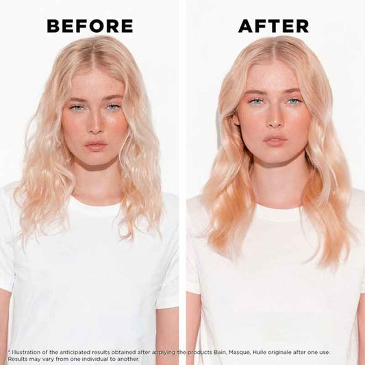 Kérastase Elixir Hair Mask, before and after, oil infused, hair mask, shiny hair, prevent dullness