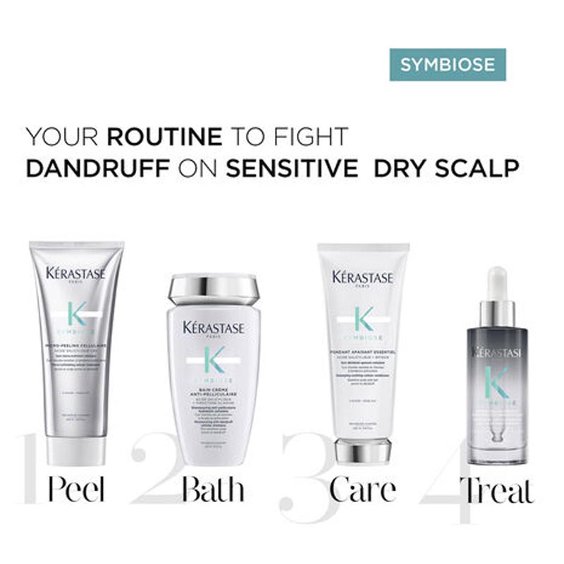 Kérastase Symbiose Anti Dandruff Haircare, professional haircare for dry flaky scalp, sensitive scalp prone to dandruff