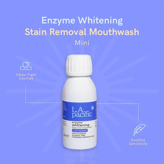 LA Pacific Enzyme Whitening Stain Removal Mouthwash Mini | Ultra-Fresh | Conditions Teeth and Gums | Brightens Whites | Enamel-Safe | Promotes a Whiter, Brighter Smile | No Negative Effects of Hydrogen Peroxide | Ideal for On-the-Go