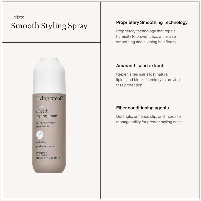 Living Proof No Frizz Smooth Styling Spray | featherlight | frizz-free hair | fine hair | silicone-free | serious frizz fighting | smoother | static-free | detangling | flyaways.