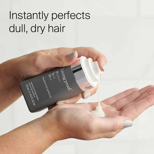 Living Proof Perfect Hair Day Healthy Hair Perfector | transformative hair treatment | driest strands | restoring outermost layer | softer | smoother | radiant shine | one application.