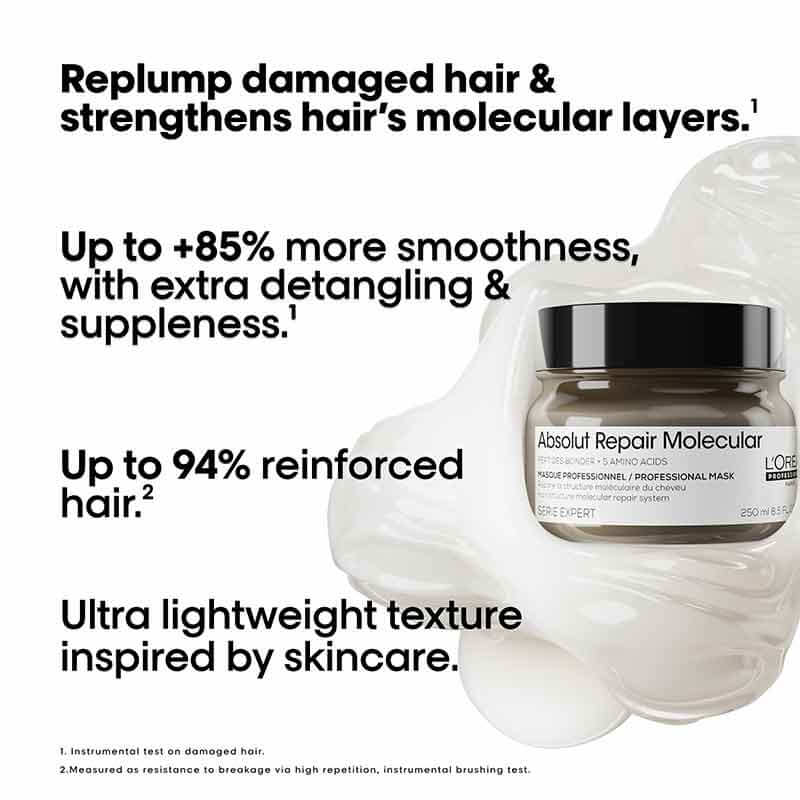 L'Oréal Professionnel Absolut Repair Molecular Rinse Off Hair Mask, damaged frizzy hair, hair repair, hair treatments