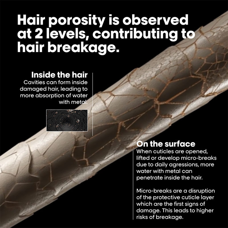 L'Oréal Professionnel Metal Detox Anti-Porosity Filler Pre-Shampoo Treatment | targets hair breakage | repairs porous hair | prevents color fade | 2% Glicofiller | provides instant detangling | intense hydration for up to 72 hours | lightweight | suitable for all hair types