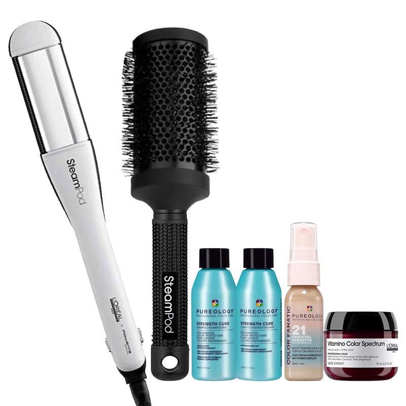 L'Oréal Professionnel SteamPod 4.0 + Four FREE Minis + Round Brush