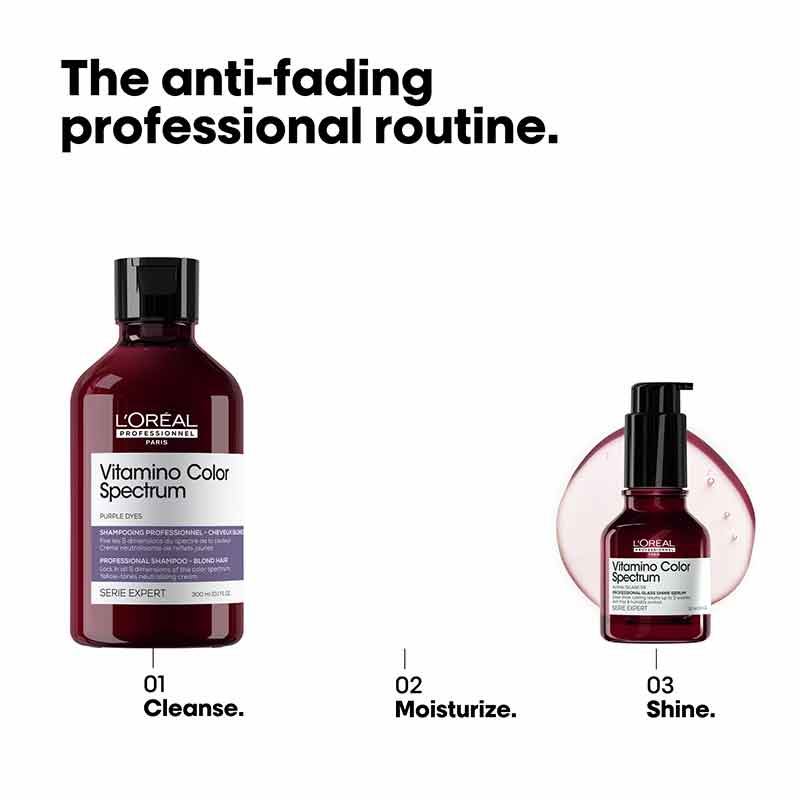 L'Oréal Professionnel, L'Oréal Professionnel Vitamino Color Spectrum Purple Tinted Shampoo for Blonde Coloured Hair, L'Oréal Professionnel Vitamino Color Spectrum Glass Shine Serum