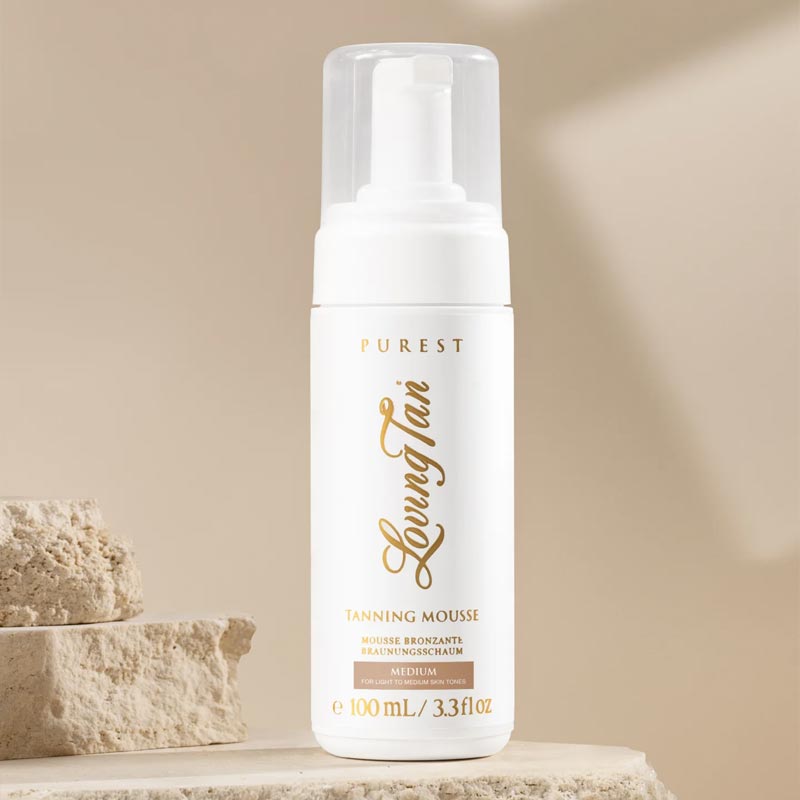 Loving Tan | Purest | Tanning Mousse | 97% | certified organic | naturally derived | natural | Cocoa | Papaya | Pomegranate | nourishing | rejuvenates | Quick-drying | Dermatologically tested