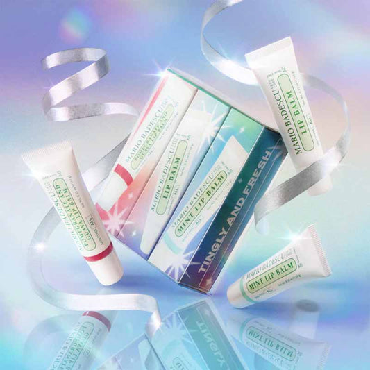 Mario Badescu Lip Balm Trio Gift Set stylised image with ribbon