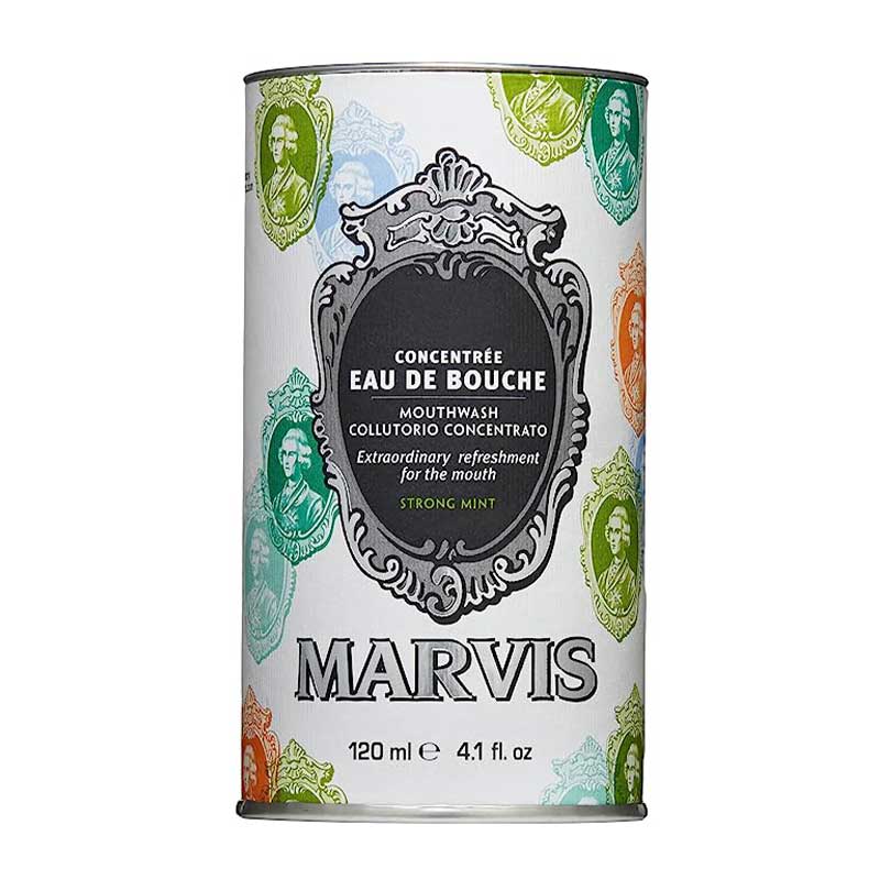 Marvis | Eau de Bouche | Strong Mint | Mouthwash | oral health | neutralise | odour-causing | bacteria | fresher breath | cleaner mouth | freshness | peppermint | oral |