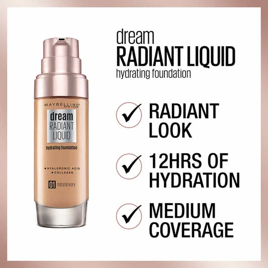 Maybelline Dream Radiant Liquid Hydrating Foundation with Hyaluronic Acid and Collagen