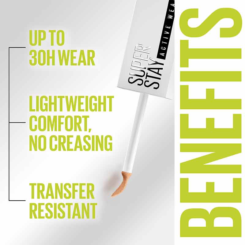 Maybelline SuperStay 30H Concealer | up to 30 hour wear concealer | lightweight comfortable concealer | no creasing concealer | transfer resistant concealer