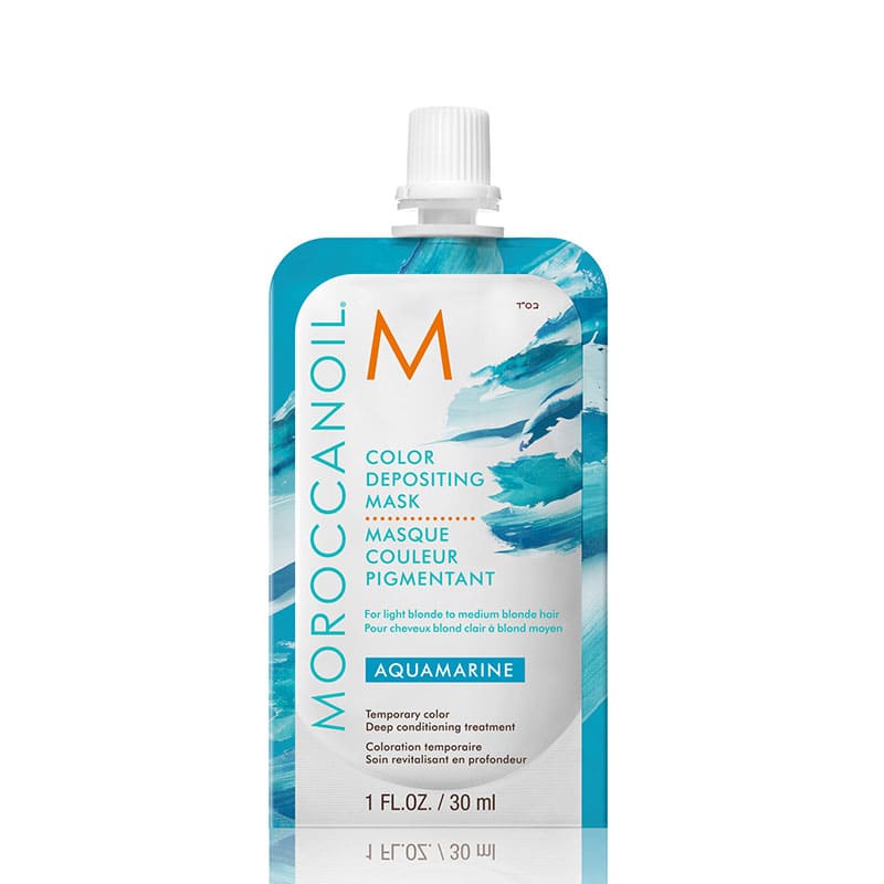 Moroccanoil Aquamarine Colour Depositing Mask | revive | customize | light blonde | medium blonde | hair | vibrant color | deep conditioning | healthy hair | radiant look.