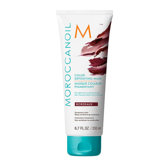 Moroccanoil Bordeaux Colour Depositing Mask | temporary crimson tones | nourished | healthy hair | light brown | dark brown hair | play with color | enhance softness | enhance shine.