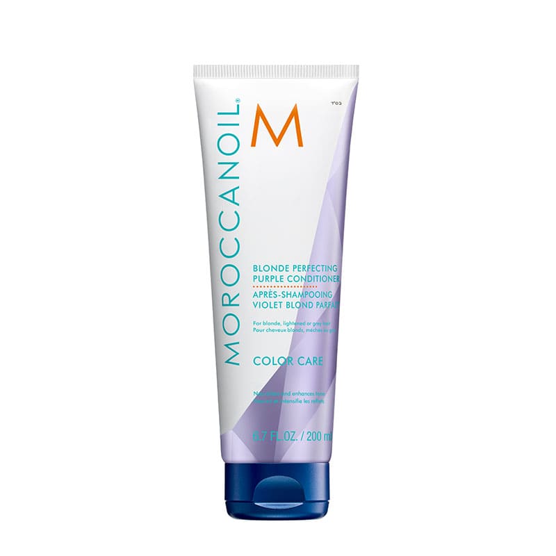 Moroccanoil Color Care Blonde Perfecting Purple Conditioner | nourishing | purple conditioner | detangles | softens hair | enhances tone | vibrancy | blonde | lightened brunette | grey hair.