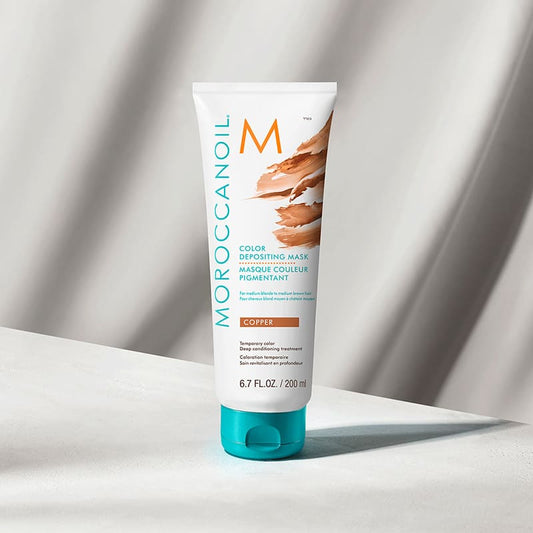 Moroccanoil Copper Colour Depositing Mask | temporary color | vibrant copper | deep-conditioning | medium blonde | medium brown hair.