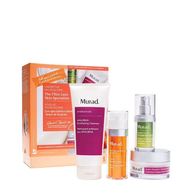 Murad | Ultra-Luxe | Skin Specialists | Gift Set | top-sellers | ultimate | skincare routine | AHA/BHA | Exfoliating Cleanser | Vita-C | Glycolic | Serum | Retinol | Youth | Renewal | Eye Cream | Hydro-Dynamic | Ultimate Moisture